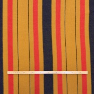 Tissu Laine Polyamide Épais Grands Rayures Ocre Corail Marine Foncé