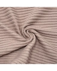 Tissu Maille Polyester Acrylique Grosse Côtes Épais Rose Poudré Uni