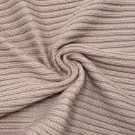Tissu Maille Polyester Acrylique Grosse Côtes Épais Rose Poudré Uni
