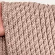 Tissu Maille Polyester Acrylique Grosse Côtes Épais Rose Poudré Uni