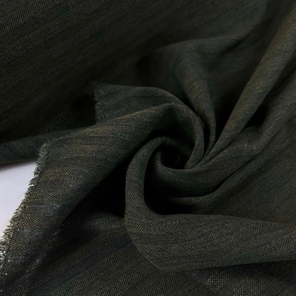 Tissu lainage à rayure vert uni Tissu lainage à rayure vert uni