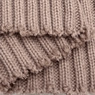 Tissu Maille Polyester Acrylique Grosse Côtes Épais Rose Poudré Uni