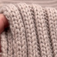 Tissu Maille Polyester Acrylique Grosse Côtes Épais Rose Poudré Uni