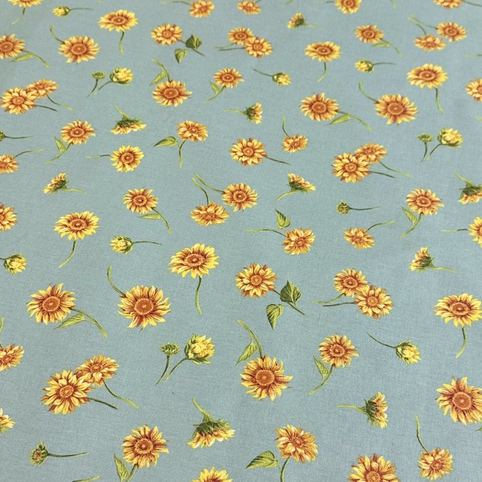 Coton enduit motif tournesol