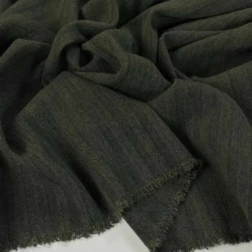 Tissu lainage à rayure vert uni
