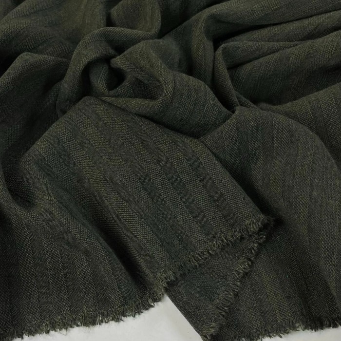 Tissu lainage à rayure vert uni Tissu lainage à rayure vert uni