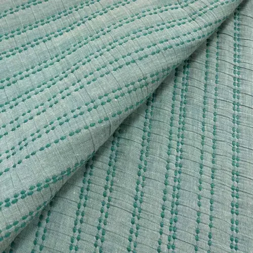Tissu poly coton matelassé boutis surpiqûres vert