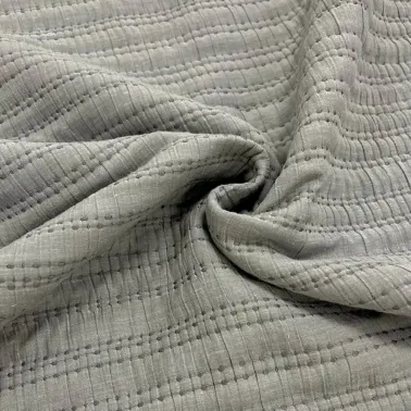 Tissu poly coton matelassé boutis surpiqûres gris