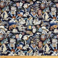 Tissu jacquard polyester coton sumo noir multi-couleurs Tissu jacquard polyester coton sumo noir multi-couleurs
