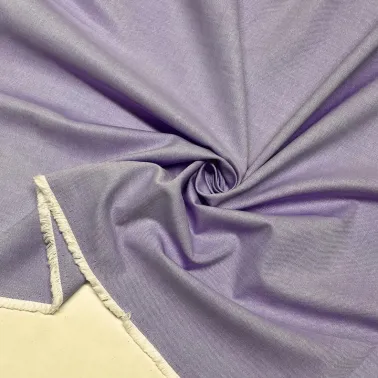 Tissu coton chambray violet uni - Haute couture