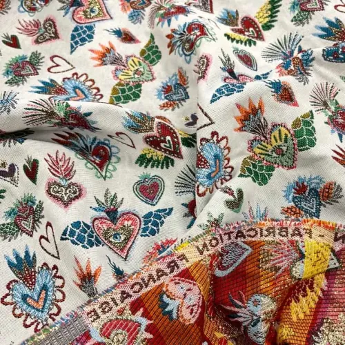 Tissu jacquard polyester coton Paisley multi-couleurs