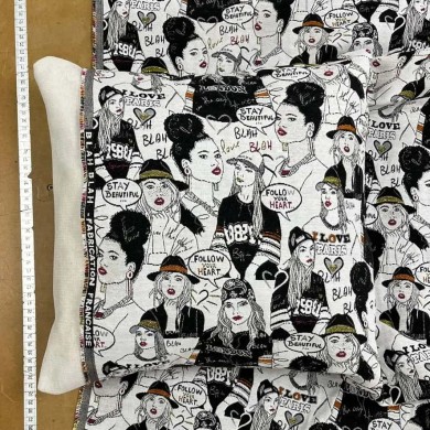 Tissu jacquard polyester coton visage noir et blanc Tissu jacquard polyester coton visage noir et blanc