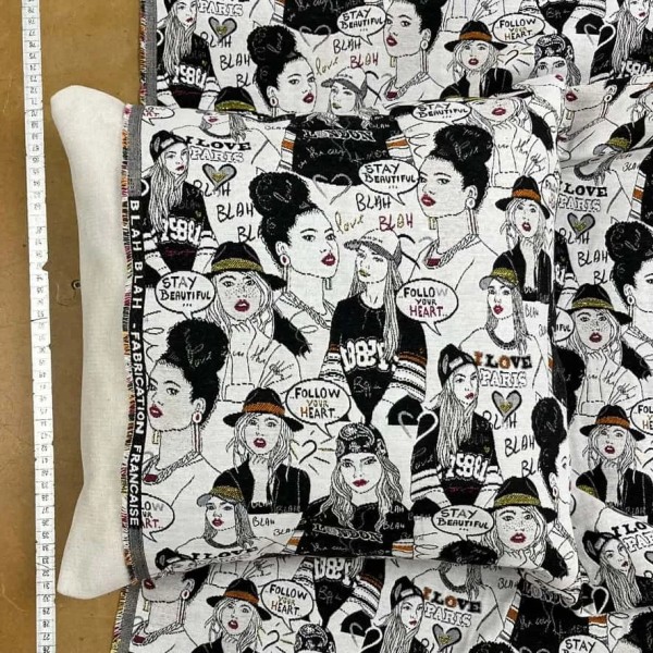 Tissu jacquard polyester coton visage noir et blanc Tissu jacquard polyester coton visage noir et blanc