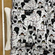 Tissu jacquard polyester coton visage noir et blanc