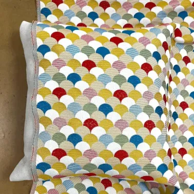 Tissu jacquard polyester coton éventails Kikko multi-couleurs