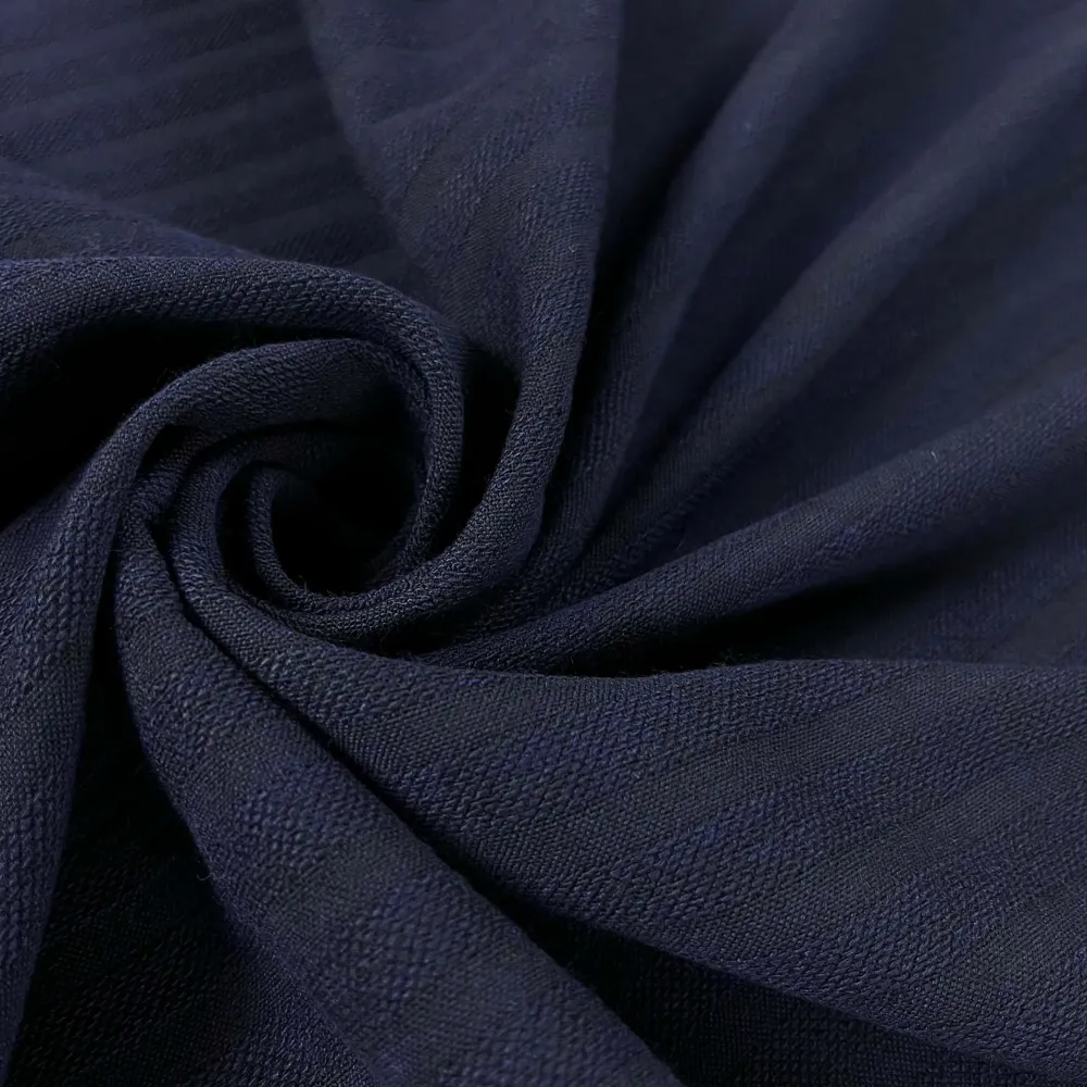 Tissu lainage à rayure bleu uni