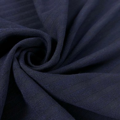 Tissu lainage à rayure bleu uni Tissu lainage à rayure bleu uni