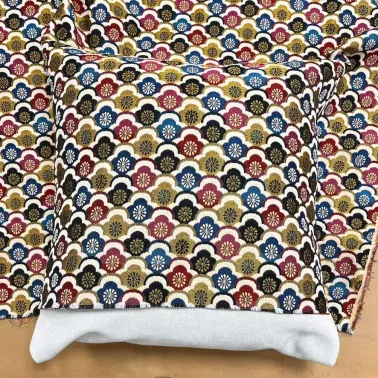 Tissu jacquard polyester coton écailles Kikko multi-couleurs
