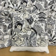 Tissu jacquard polyester coton japonais sumo noir blanc Tissu jacquard polyester coton japonais sumo noir blanc