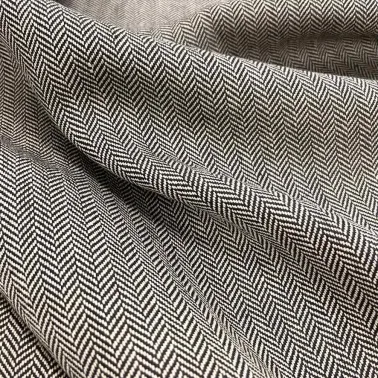 Tissu coton tweed chevron blanc noir - Tissu d'éditeur