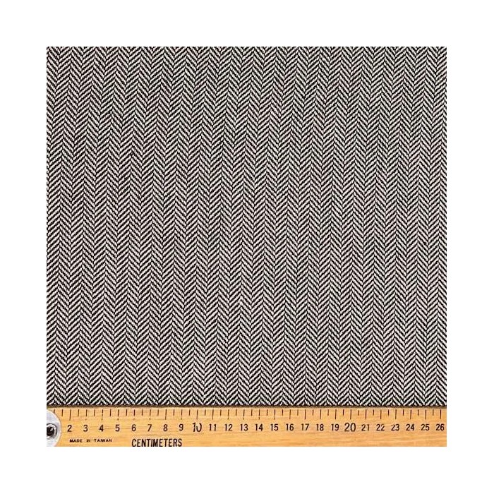 Tissu coton tweed chevron blanc noir - Tissu d'éditeur