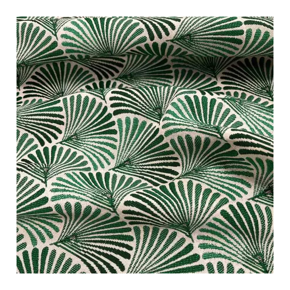 Tissu jacquard polyester japonais ginkgo vert