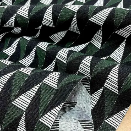 Tissu jacquard polyester coton Jasper vert noir