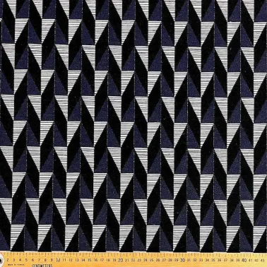 Tissu jacquard polyester coton Jasper bleu noir
