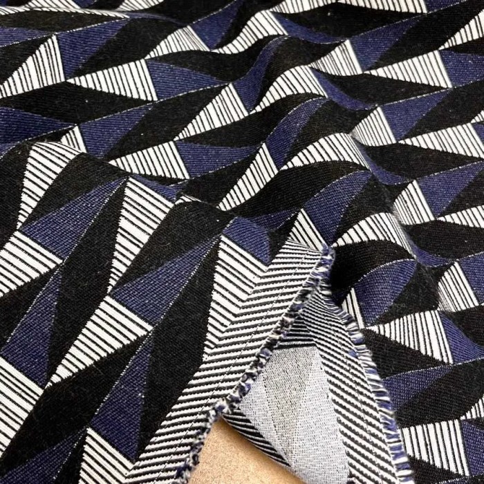 Tissu jacquard polyester coton Jasper bleu noir Tissu jacquard polyester coton Jasper bleu noir