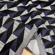 Tissu jacquard polyester coton Jasper bleu noir Tissu jacquard polyester coton Jasper bleu noir