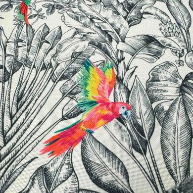 Toile outdoor déperlante perroquet gris noir Toile outdoor déperlante perroquet gris noir