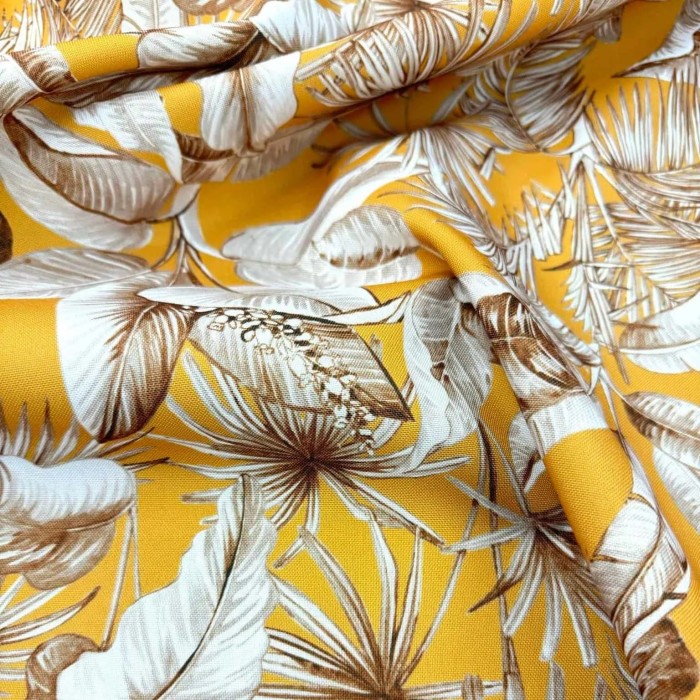 Toile outdoor déperlante bananier jungle jaune Toile outdoor déperlante bananier jungle jaune