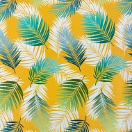 Toile outdoor déperlante feuillage jungle jaune Toile outdoor déperlante feuillage jungle jaune
