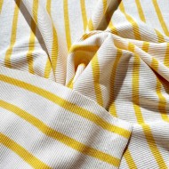 Tissu jersey coton rayures jaune - Marque Française Tissu jersey coton rayures jaune - Marque Française