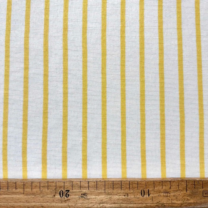 Tissu jersey coton rayures jaune - Marque Française Tissu jersey coton rayures jaune - Marque Française