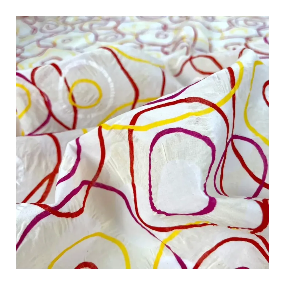 Tissu coton fibre mélangé cercle multi-couleurs