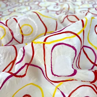 Tissu coton fibre mélangé cercle multi-couleurs