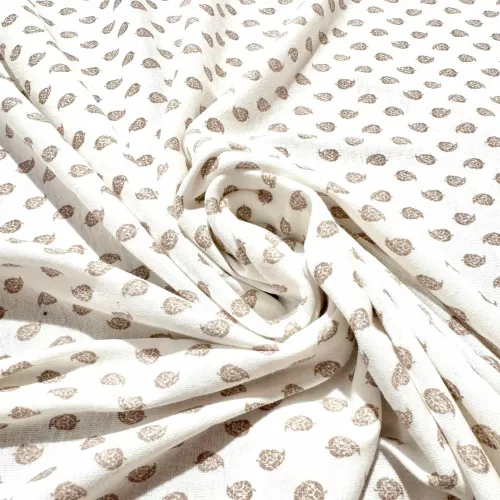 Tissu jersey coton à feuille marron - Marque française