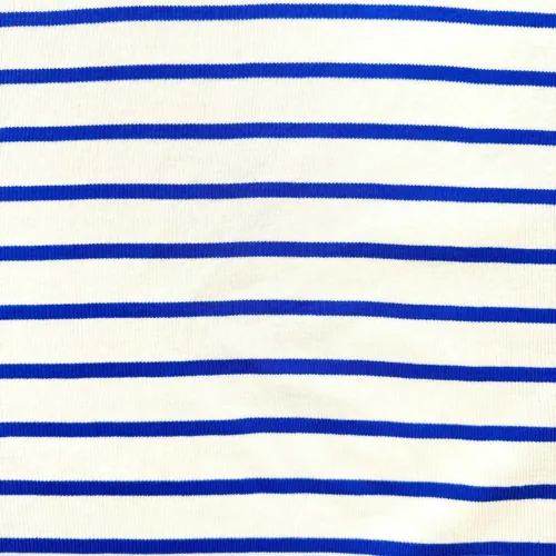 Tissu jersey coton rayures bleu - Marque Française