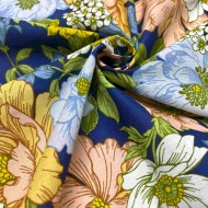 Tissu coton imprimé Johanna bleu marine multi couleur