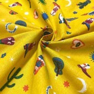 Tissu coton imprimé Santiags jaune