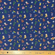 Tissu coton imprimé Santiags bleu