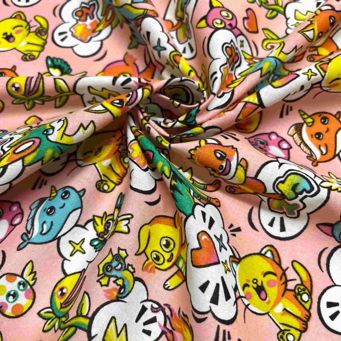 Tissu coton imprimé Cartoon rose Tissu coton imprimé Cartoon rose