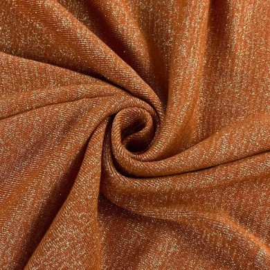 Tissu polyester maille lurex orange uni Tissu polyester maille lurex orange uni