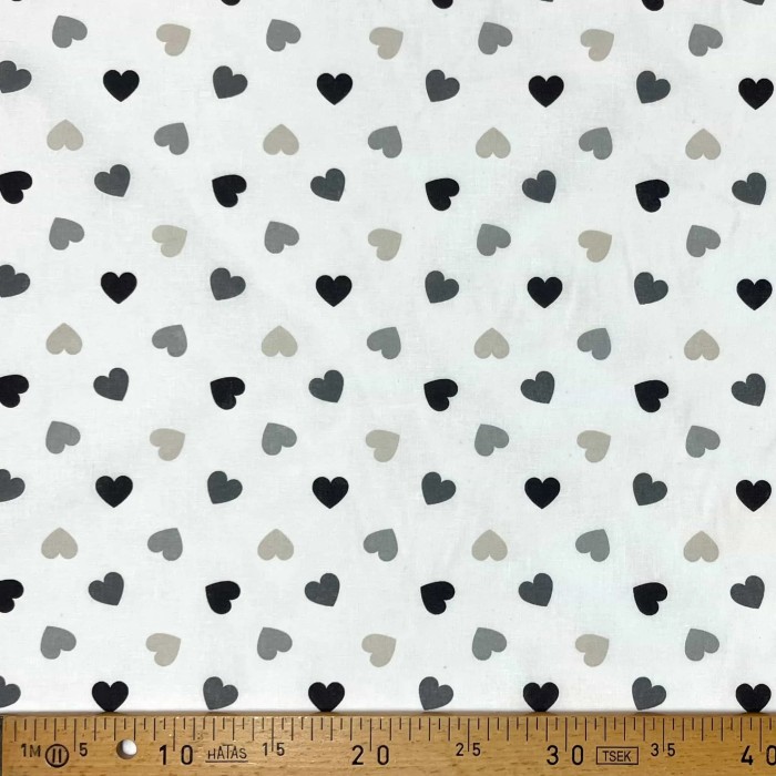 Tissu coton imprimé Valentine gris noir Tissu coton imprimé Valentine gris noir