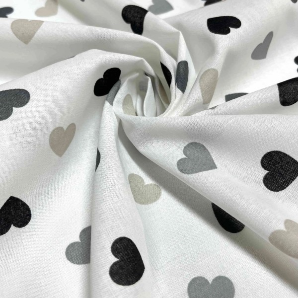 Tissu coton imprimé Valentine gris noir Tissu coton imprimé Valentine gris noir