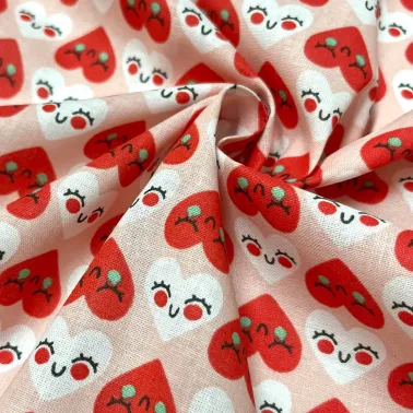 Tissu coton imprimé Chouchou fraise