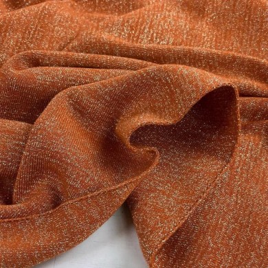 Tissu polyester maille lurex orange uni Tissu polyester maille lurex orange uni