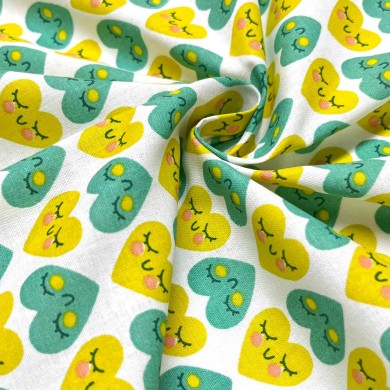 Tissu coton imprimé Chouchou vert Tissu coton imprimé Chouchou vert