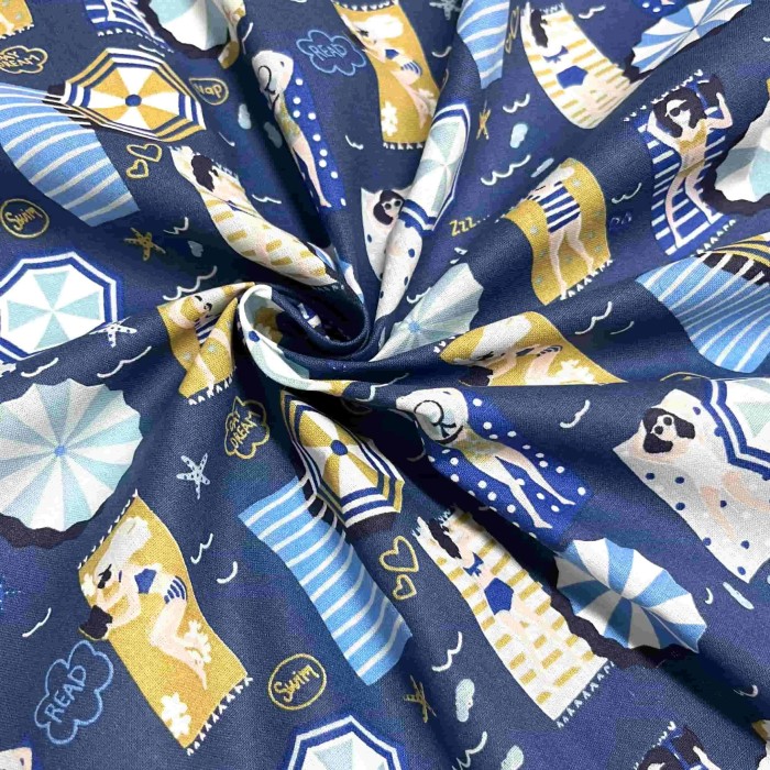 Tissu coton imprimé Bikini bleu Tissu coton imprimé Bikini bleu